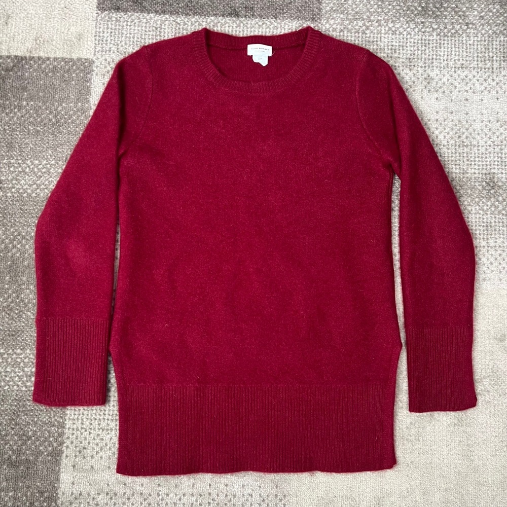Club Monaco Women Red 100% Cashmere‎ Crewneck Long Sleeve Sweater Size S
